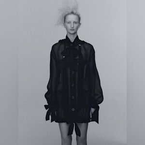 CHANEL Black Silk Bow-Front Bomber Jacket